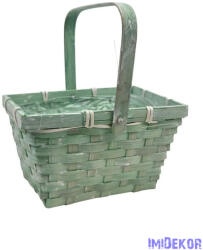  Színes füles bambusz kosár tégla - Zöld