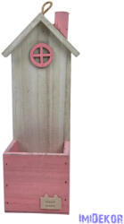  Hand made címkés faháztartó - Rózsaszín