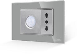 Luxion Senzor de Miscare 2M si Priza Ingusta LUXION cu Rama din Sticla, Standard Italian, 3M SmartElectro IntelligentHouse (LXI-051/52GF-GY)