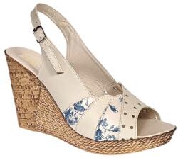 MV Ciucaleti Sandale dama din piele naturala cu platforme de 10cm Bej Blue Floral BVS47BXF, marimea 41