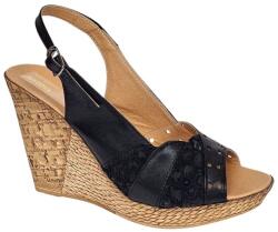 MV Ciucaleti Sandale dama din piele naturala cu platforme de 10cm Negru Floral BVS47XN, marimea 39