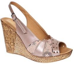 MV Ciucaleti Sandale dama din piele naturala cu platforme de 10cm Nude Floral BVS47XNUDE, marimea 37