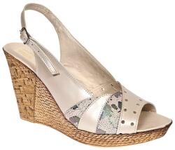 MV Ciucaleti Sandale dama din piele naturala cu platforme de 10cm Bej Verde Floral BVS47BXV, marimea 40