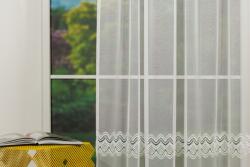 MENDOLA Perdea cu rejansă Sylvie alb T01 - model cu bordură macramé