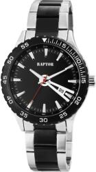 RAPTOR Ceas barbatesc, Raptor, cadran negru, data, carcasa si bratara inox bicolora (RA20228-004) Ceas