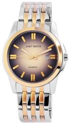 Just Watch Ceas barbatesc, Just Watch, argintiu/auriu, cadran cu gradient maro visiniu, bratara inox bicolora (JW7546SL-GR) Ceas
