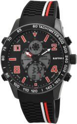RAPTOR Ceas barbatesc, Raptor, analog/digital, negru/alb/rosu, curea silicon, functii multiple, diametru 48 mm (RA20261-001) Ceas