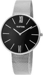 RAPTOR Ceas unisex, Raptor, bratara milaneza impletita, argintiu, cadran negru, carcasa argintie (RA20025-002) Ceas