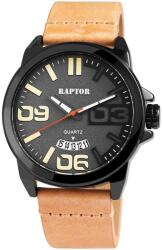 RAPTOR Ceas barbatesc, Raptor, data, carcasa si cadran negru, curea bej (RA20005-001) Ceas