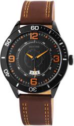 RAPTOR Ceas barbatesc, Raptor, carcasa si cadran negre, data, curea piele naturala maro (RA20259-002) Ceas