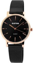 RAPTOR Ceas dama, Raptor, carcasa aurie, cadran si bratara neagra impletita tip milanez (RA10168-002) Ceas