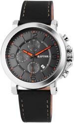 RAPTOR Ceas barbatesc, Raptor, aparenta chrono, carcasa argintie, cadran negru, data, curea neagra, 48mm (RA20113-002) Ceas