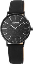 RAPTOR Ceas unisex, Raptor, curea piele, cadran si carcasa negre (RA20024-007) Ceas
