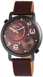 RAPTOR Ceas barbatesc, Raptor, dual time, carcasa neagra, cadran si curea maro, 45mm (RA20099-008) Ceas