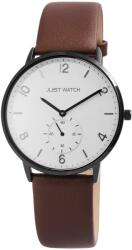 Just Watch Ceas barbatesc, Just Watch, carcasa neagra, cadran alb, curea piele naturala maro (JW20015-004) Ceas