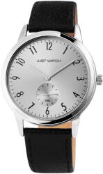 Just Watch Ceas barbatesc, Just Watch, carcasa argintie, cadran alb, curea piele naturala neagra (JW20008-002) Ceas