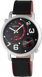 RAPTOR Ceas barbatesc, Raptor, dual time, carcasa argintie, cadran si curea neagra, 45mm (297921000126) Ceas