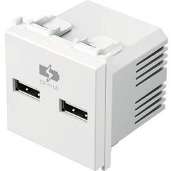 TEM Priză USB dublă TEM max. 1000 mAh, 2 module, alb (TEM-EM65PW-U)
