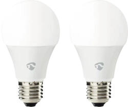 Nedis Set 2 becuri LED RGB Nedis E27 9W 806 lumeni, glob mat A60, conexiune WiFi (WIFILRC20E27)