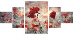 Pure Living Tablou canvas Pure Living Red Flowers - 5 părți (SETAN038KA)