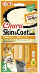 CIAO Recompensă pentru pisici CIAO Churu Skin&Coat cu pui fără cereale, gluten, lactoză și zahăr 4x14 g (EU672)