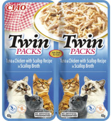 CIAO Recompensă pentru pisici CIAO Cat Twin cu pui și ton în supă de scoici fără cereale, gluten, lactoză și zahăr 80 g (EU803)