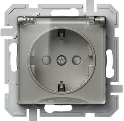 TEM Priză simplă cu împământare TEM Logiq, capac de protecție, gri titan (TEM-VQ13TTXO-U)