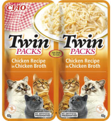 CIAO Recompensă pentru pisici CIAO Cat Twin cu pui în supă de pui fără cereale, gluten, lactoză și zahăr 80 g (EU802)