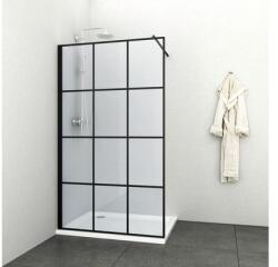 Sanotechnik Perete duș tip walk-in Sanotechnik Elite 120x195 cm sticlă transparentă cu serigrafie profil negru (EN1206B)