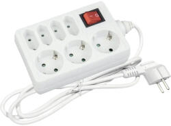 Entac Prelungitor electric Entac 7 (4 + 3) prize 1, 5m 3680W alb, cu întrerupător (ESE1.5G3X4-1.5-SW)