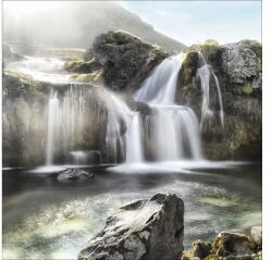 Pure Living Tablou sticlă Pure Living Black & White Waterfall 80x80 cm (GLA1211ZE)