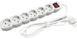 Entac Prelungitor electric Entac 6 prize 3m 3680W alb, cu întrerupător (ESE1.5G6-3-SW)