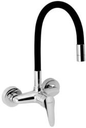 FERRO fali mosogató csaptelep, flexibilis, fekete (94480, 0C)