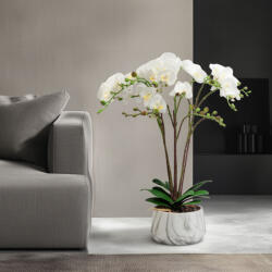  Műnövény dekoráció - orchidea - fehér - 58 cm (11900B)