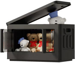 FLEXISPOT Tárolódobozok fedéllel és átlátszó ajtóval, összecsukható műanyag ST1, Fekete (ST1B)