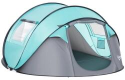 ART Kempingsátor, 4 személyes, vízálló, iglu típusú, 2 ablakkal, 2 bejárattal, ponyvával, automatikus nyitással, világoskék és szürke, 286x209x122 cm