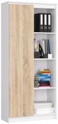 Brius Dulap cu usa si 8 etajere, PAL laminat 16 mm, 80x35x180 cm, alb si stejar sonoma (AK-04385617-2/2) Comoda