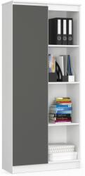 Brius Dulap cu usa si 8 etajere, PAL laminat 16 mm, 80x35x180 cm, alb si gri (AK-04384344-2/2) Comoda