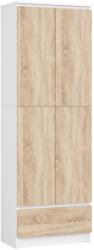 Brius Dulap inchis cu 2 usi si sertar, 4 rafturi, PAL laminat 16 mm, 60x35x180 cm, alb si stejar sonoma (AK-38161184-2/2) Comoda