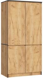 Brius Dulap cu 4 usi, rafturi si bara pentru umerase, PAL laminat, 90x51x180 cm, stejar craft (AK-12218945-3/3) Comoda