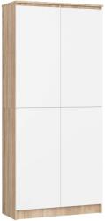 Brius Dulap cu 8 etajere, PAL laminat 16 mm, 80x35x180 cm, stejar sonoma si alb (AK-26901686-3/3) Comoda