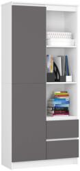Brius Dulap pal usa 2 sertare 7 rafturi depozitare, 80x35x180 cm, spatiu generos, alb si gri (AK-52853157-3/3) Comoda
