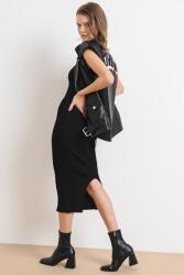 DKNY DKNY, Bő fazonú műbőr motoros mellény, Fekete, L (D2E4A110-BLK-L)