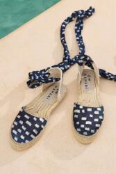 Manebi Manebi, Selyem espadrilles bokára tekerhető pánttal, Bézs, Tengerészkék, 39 (H48P0000000-NAVY-BLUE-POIS-39)