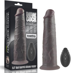  Forgófejes, kétrétegű letapasztható vibrátor távirányítóval 20 cm - 8'' Dual Layered Silicone Rotator Brown