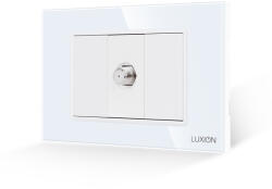 Luxion Priza TV Satelit 1M + 2 Taste False LUXION cu Rama din Sticla, Standard Italian, 3M