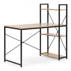  Íróasztal polccal LOFTY 120x60 cm, fekete / tölgy dekor