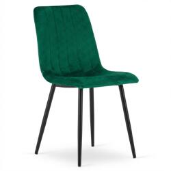  Sötétzöld bársonyszék LAVA BOTTLE GREEN fekete lábakkal