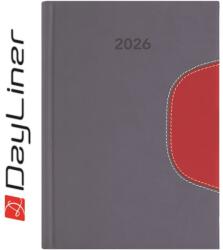 Dayliner Határidőnapló Memphis B5 heti, fehér lapokkal szürke-piros Dayliner 2026 (DL6AG-MEFB5HE-SP) - tonerpiac