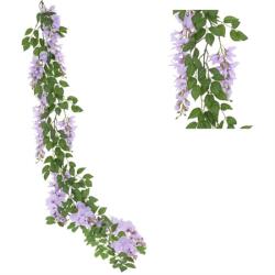  Selyemvirág girland lilaakáccal, levéllel műanyag 180 cm lila, zöld (241883)